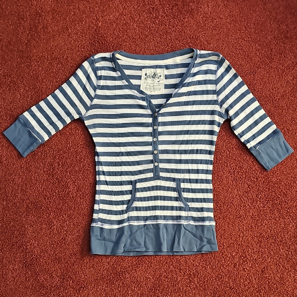 Energie Navy and White Striped Kids Button Down Shirt